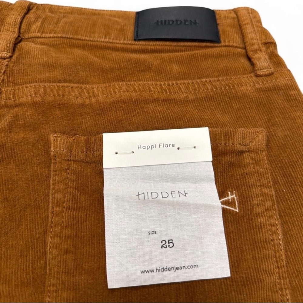 Size 25 HIDDEN Corduroy Flare Pants in Rust Camel Brown - Picture 7 of 8